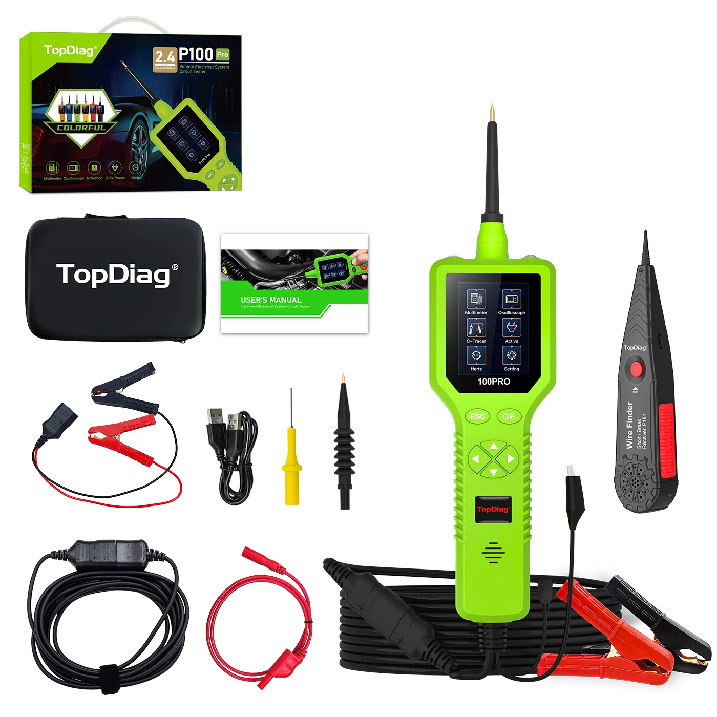 Topdiag P100 Pro Car Diagnostic Scanner Automotive Circuit Tester Vehicle Electric System Intelligent Test Car Diagnostic Tool