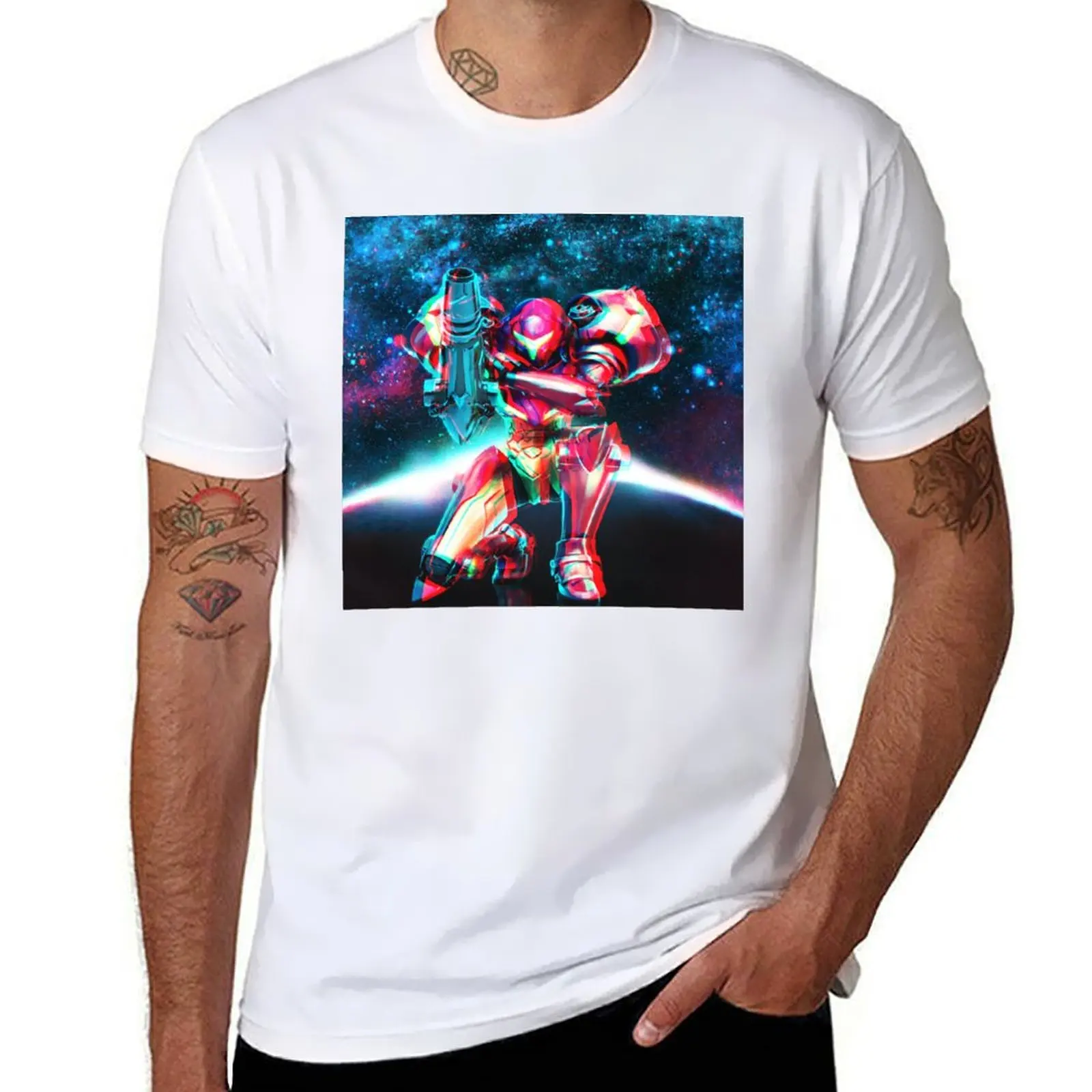

Neon Lights Varia Suit Samus Aran T-Shirt t shirts for man graphic funny man tshirt T-Shirt