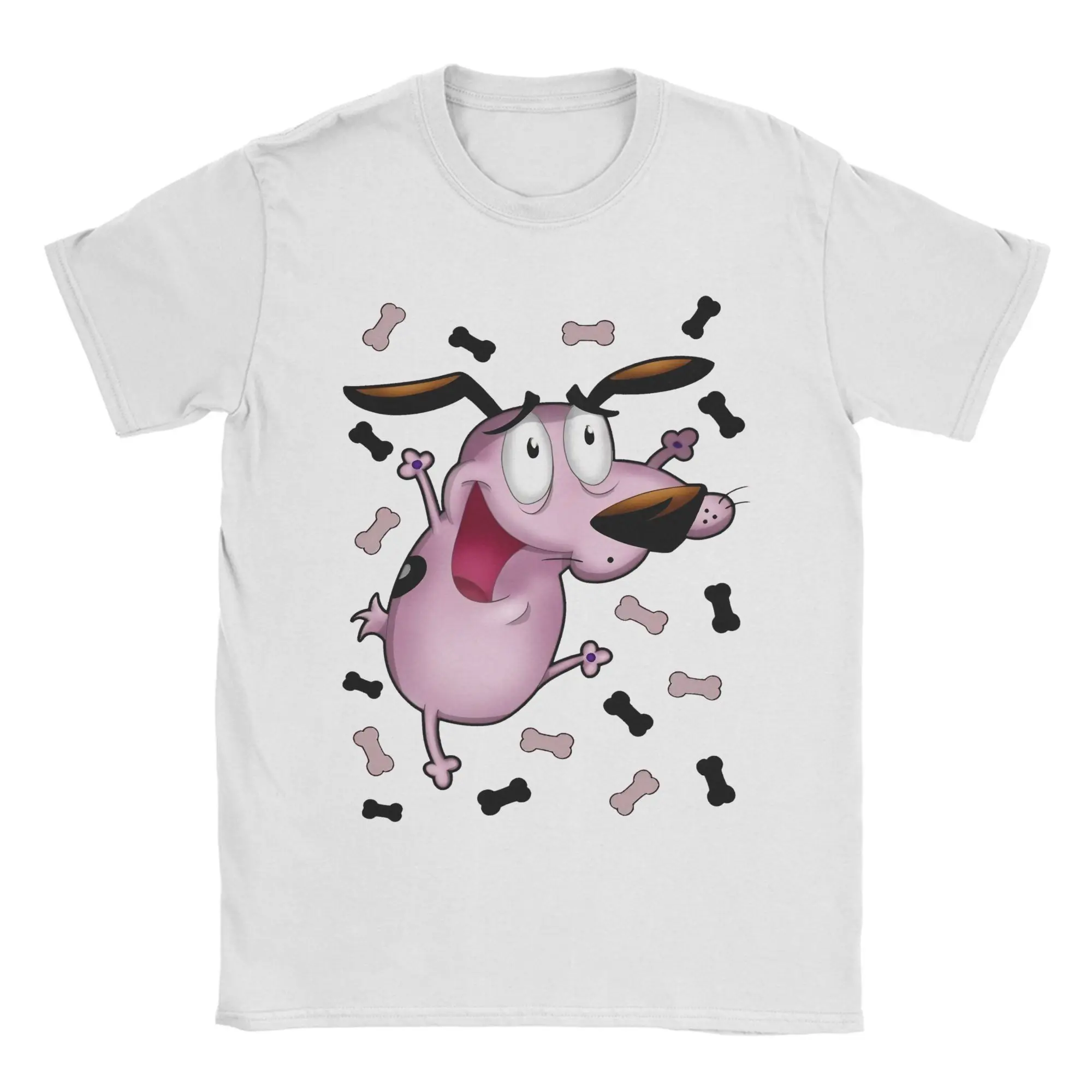 Funny Cartoon Courages The Cowardlys Dogs Comedy Courage T-Shirt Men Cotton Short Sleeve Round Neck Summer Clothing