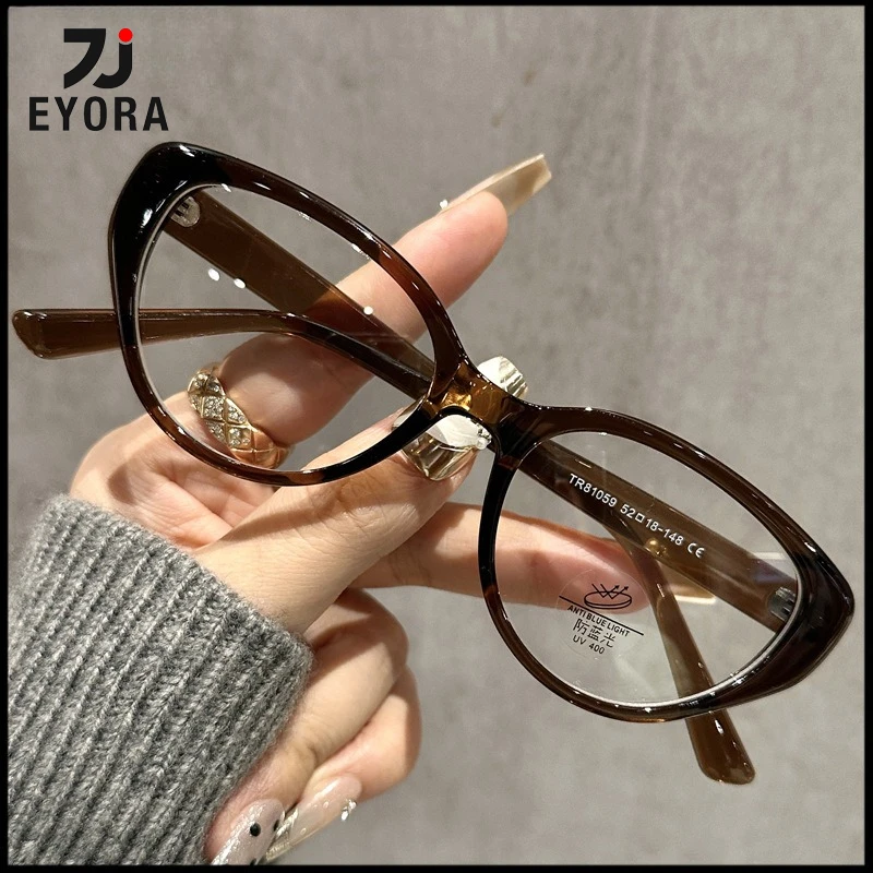 EYORA винтажные очки «кошачий глаз» для повседневного ношения, очки для чтения с защитой от синего света, фотохромные линзы для близорукости и дальнозоркости по рецепту