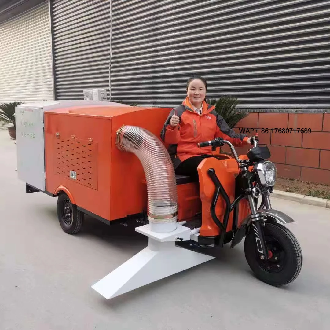 Wholesale 220V Fully Automatic Three-Wheeled Branch Crushing Collection Vehicle Leaf Suction Sweeper Cart Construction Machinery