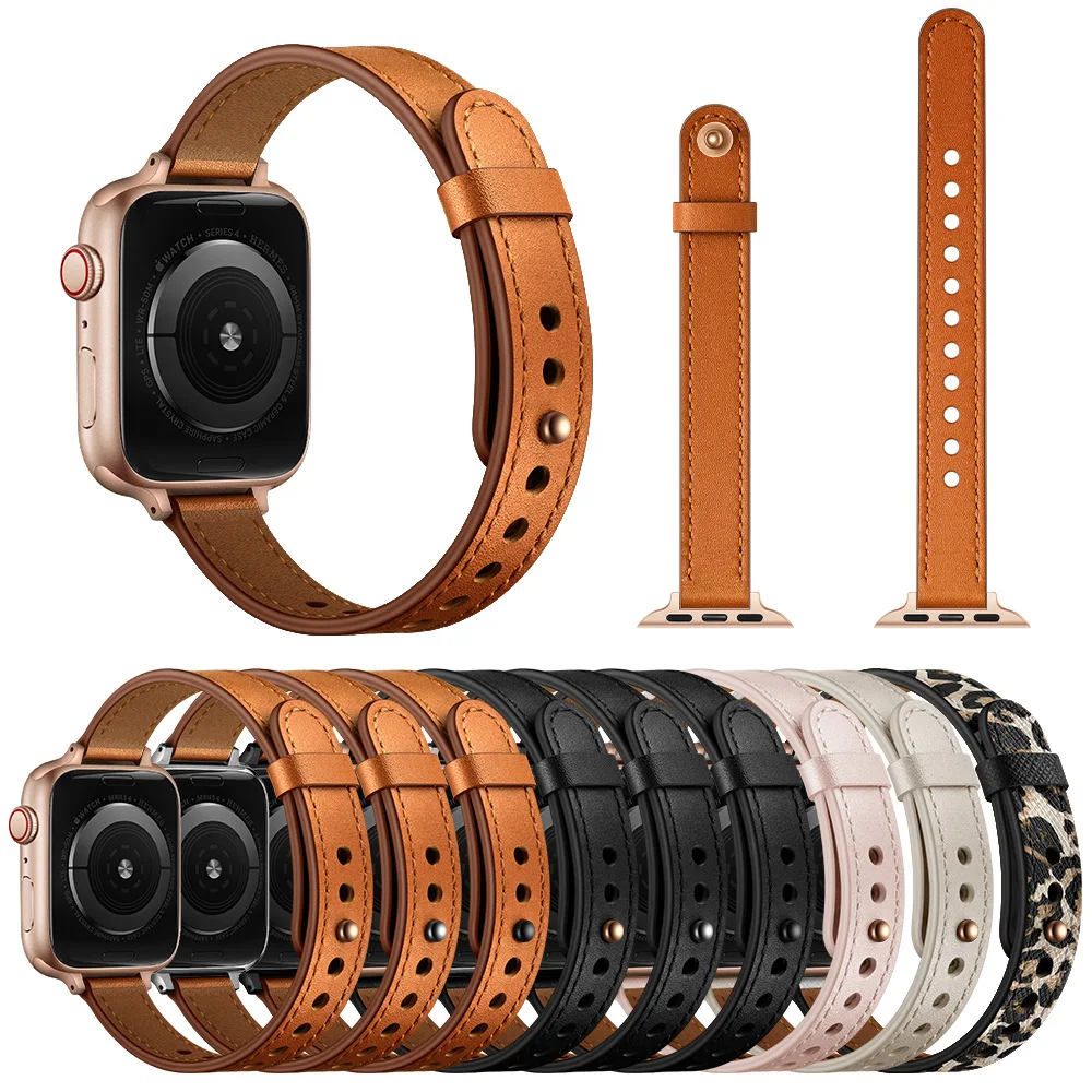 Neues Schlankes Lederarmband für Apple Watch Band Ultra 44mm 40 45 41 42 46 38 49mm Armband IWatch 12 11 10 9 8 7 6 Se 5 4
