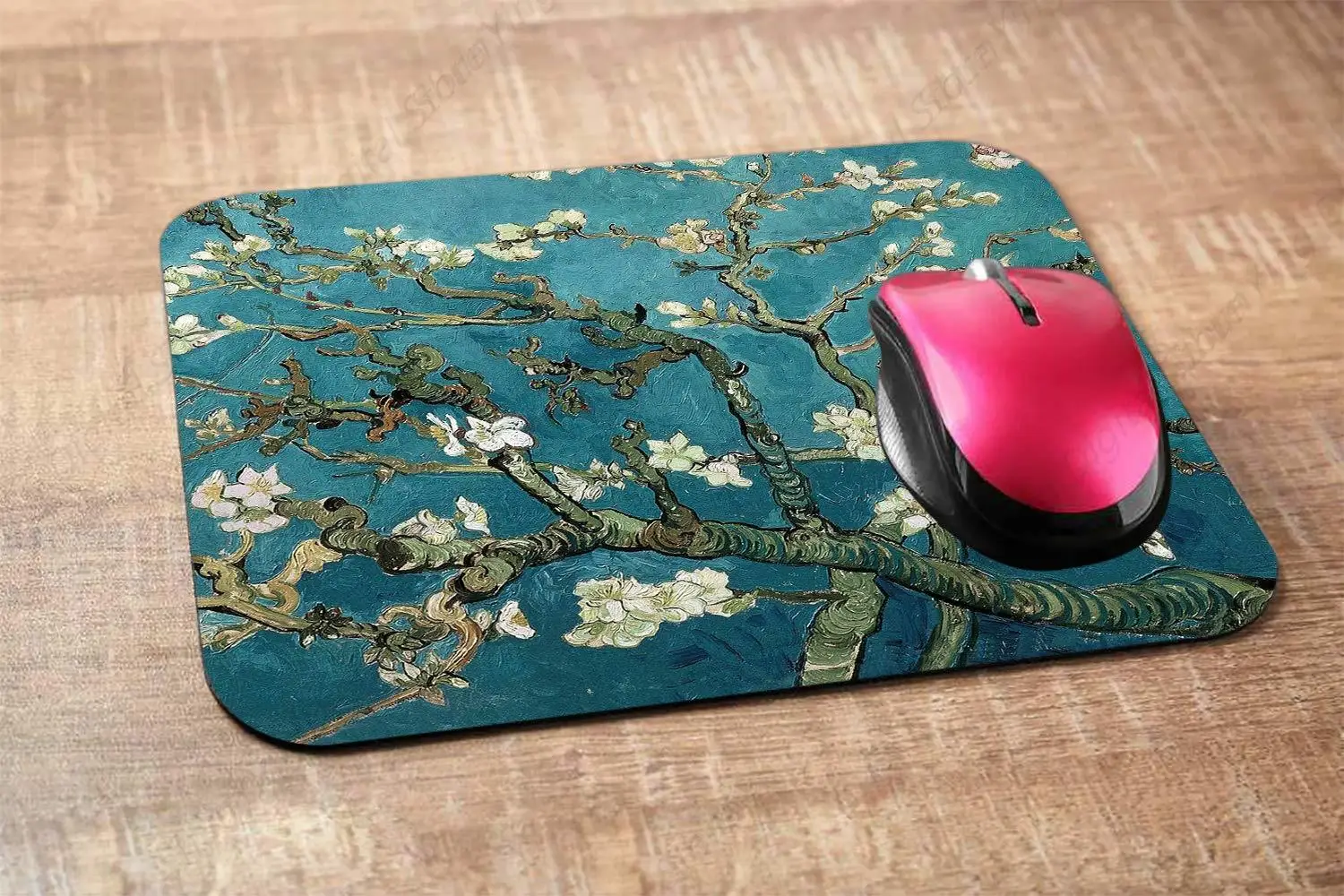 Gaming Mouse Pad Van Gogh Art Oil Painting Almond Flower Mouse Pad Computer Desk Laptop Office Non Slip Rubber 25*30cm