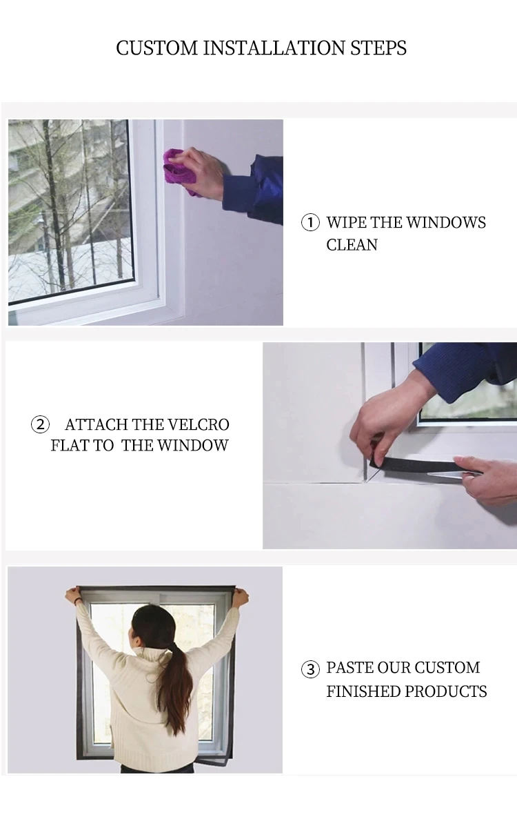 Mückenschutz-Fensternetz, Selbstklebendes Fenster-Moskitonetz, Sommer-Insektenschutz für Türen, Fenster-Moskitonetz 【SCHWARZ】 – Detail 6