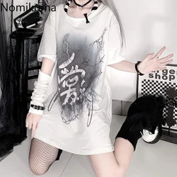 Women Clothing Harajuku Tshirts Long Sleeve White Tees Fashion Cotton Print Japanese Oversized Tops Vinatge Casual Y2k T Shirt