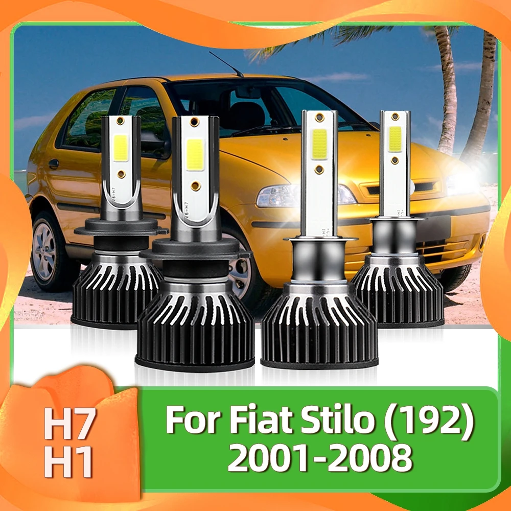 LED Car Headlights Bulbs H7 H1 Kit Auto Headlamp Bright 72W 8400LM For Fiat Stilo (192) 2001 2002 2003 2004 2005 2006 2007 2008