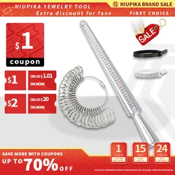 Juego de calibrador de anillo de EE. UU. 0-13 varilla medidora de Metal de anillo y 27 piezas anillo de Metal y 1-17 cinta de plástico herramienta perimetral de dedo