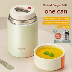 Braising cup 2023 new 24-hour insulated lunch box bucket smouldering stew porridge portable 316 stainless steel braising pot