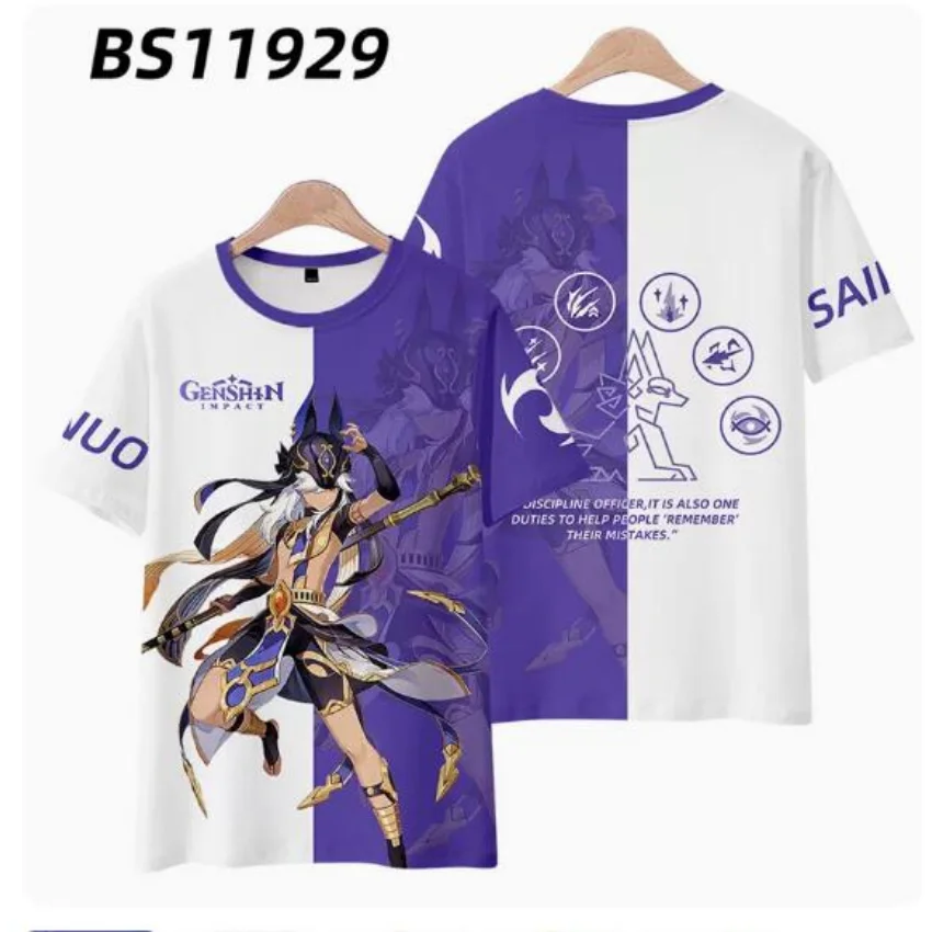 Camiseta de gran tamaño con estampado 3D de Genshin Impact para hombre y mujer, camiseta con capucha de manga corta para Cosplay, Jersey holgado informal