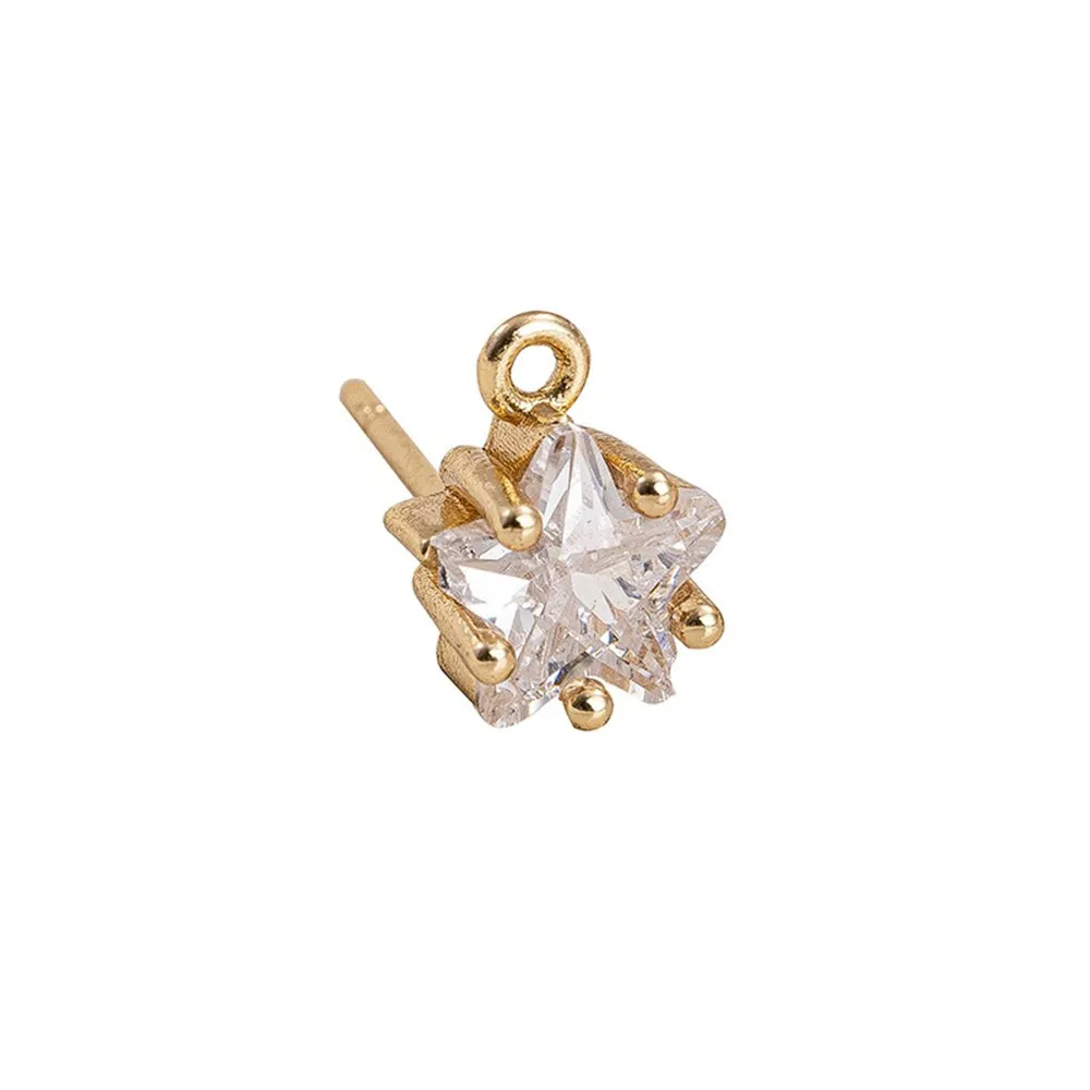 

14K Gold-plated Earrings Diy Accessories with Hanging Zircon Five-pointed Star Stud Earrings Diy Handcrafted Earrings Accessorie