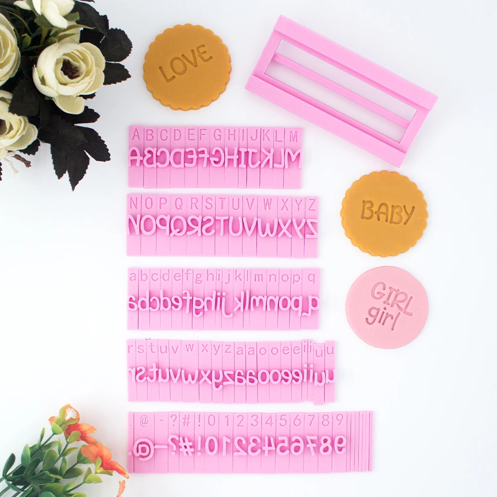 PLA alphabet stamp set letter plastic words greeting embosser stamp cookie cutter cake mold cake tools