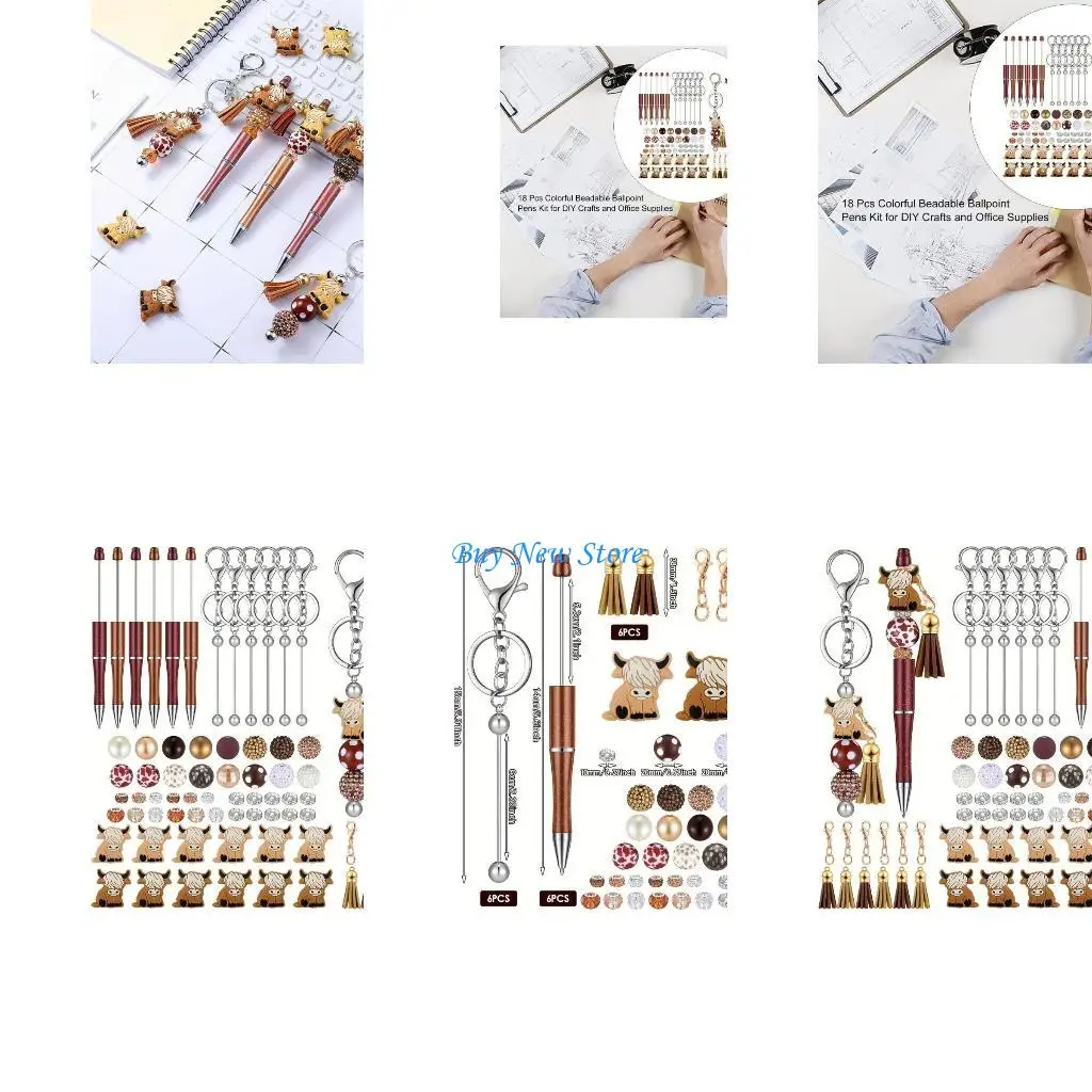 

20CE 74Pcs Novelty Beading Pen and Beadable Keychain Set Stocking Fillers for Student Teacher Kid Adult Christmas Present