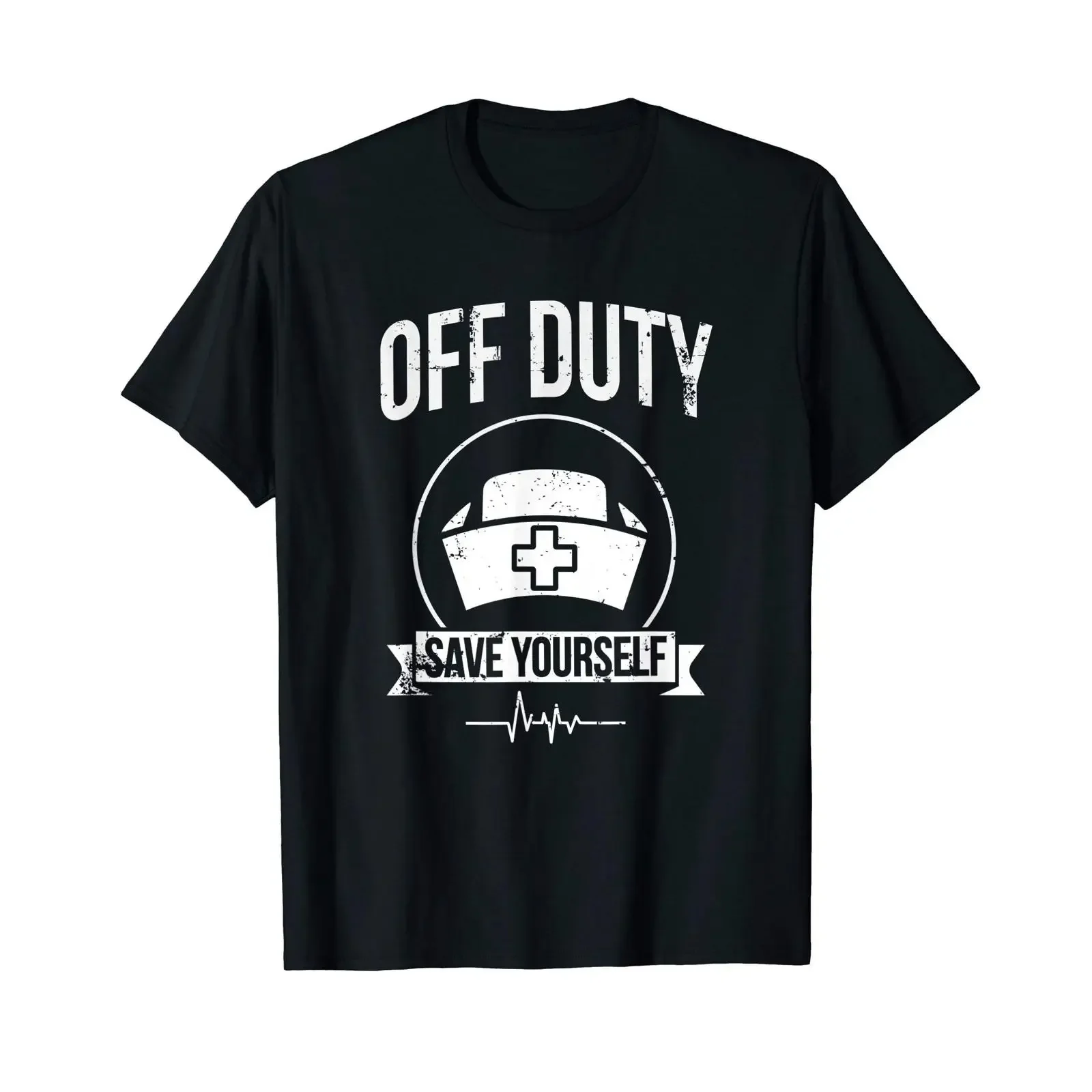 Off Duty Save Yourself Funny Registered Nurse T Shirt vintage Washed Versatile streetwear designer clothes Slightly Stylish