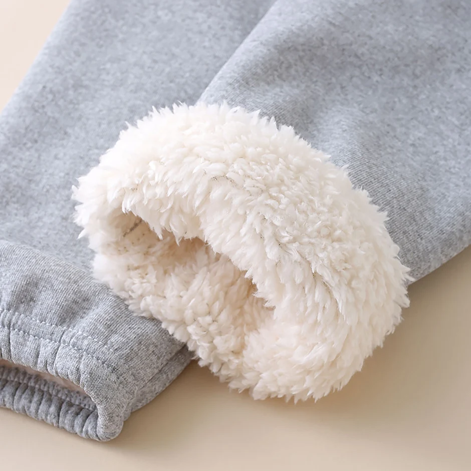 Herbst- und Winter-Plüsch-Freizeit-Sport-Knöchelhosen für Jungen und Mädchen, mit dickem, elastischem Bund, einfarbig, Outdoor-Hose – Detail 15