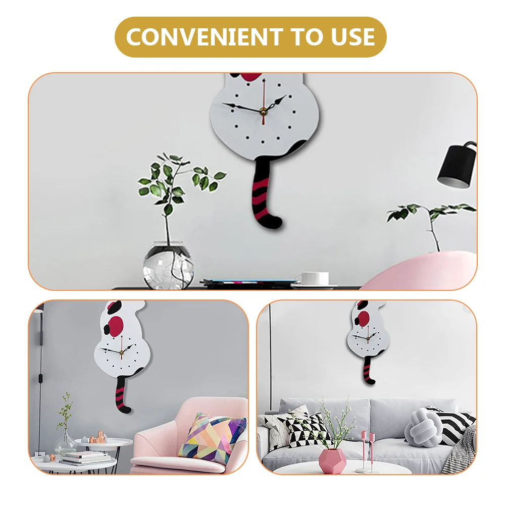 

Acrylic Cat Wall Clock Silent Sweep Seconds Movement Kitchen Bathroom Living Room Decor Modern Mute Pendulum Clocks Home Space