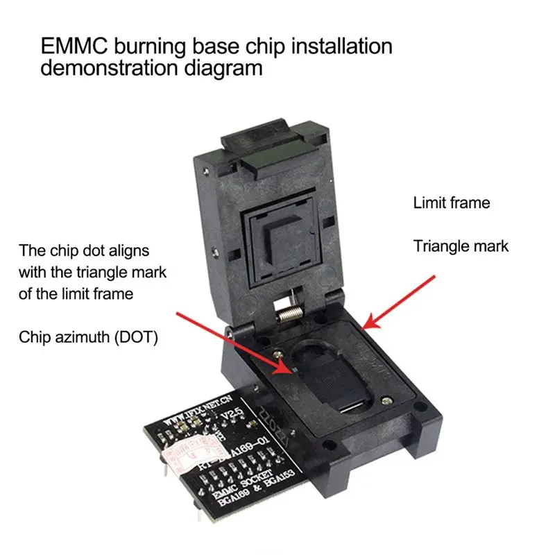A72Z RT-BGA169-01 BGA169 / BGA153 EMMC Adapter V2.5 with 4Pcs BGA Bounding Box for RT809H Programmer