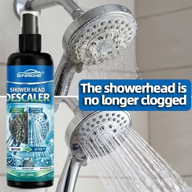 Shower Head Limescale Remover Spray 100ml, Effective Descaler for Clogged Nozzles, Restore Sparkling Clean & Water Pressure