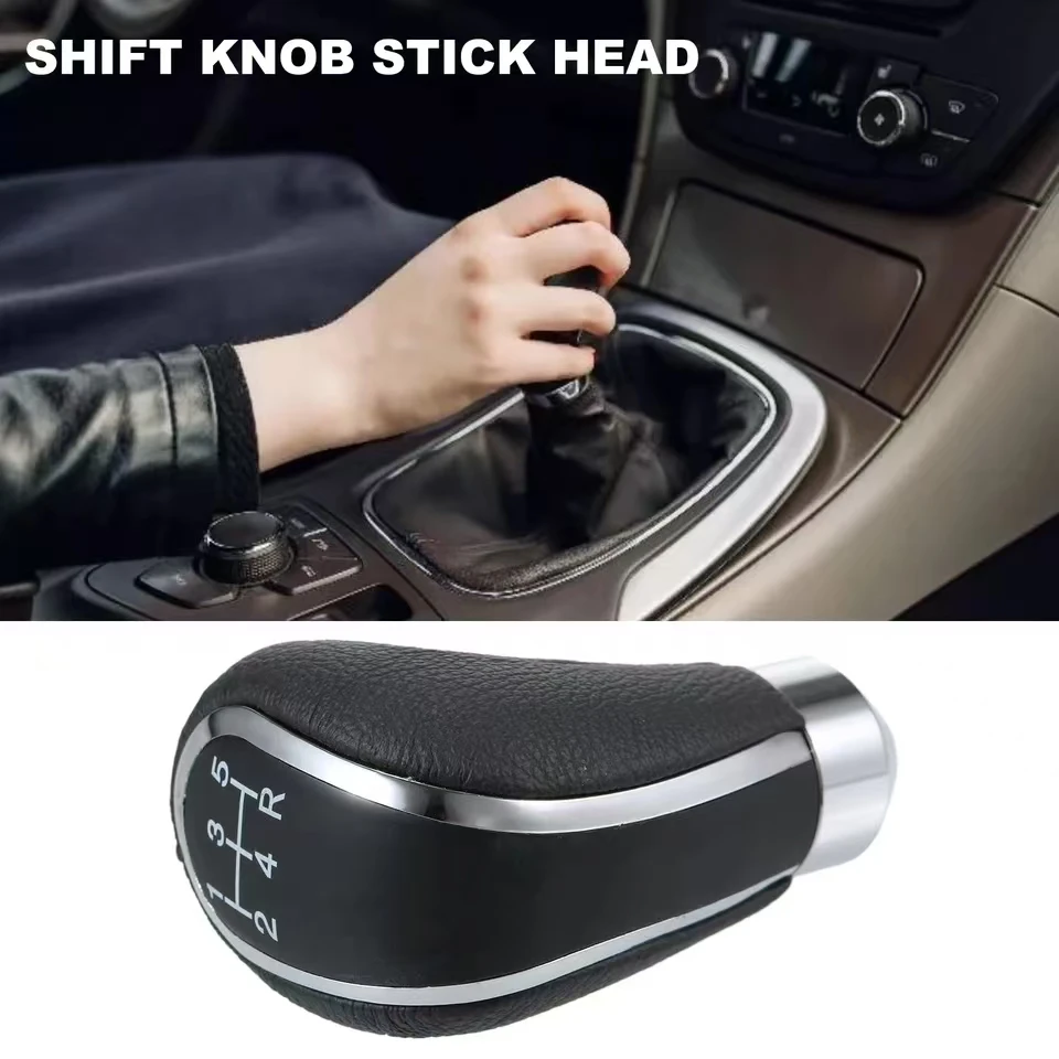 MO 5 Speed Manual or Automatic Shift Knob Leather Silver Universal Racing Gear Shift Gearshift Knob  Transmission Car Tuning