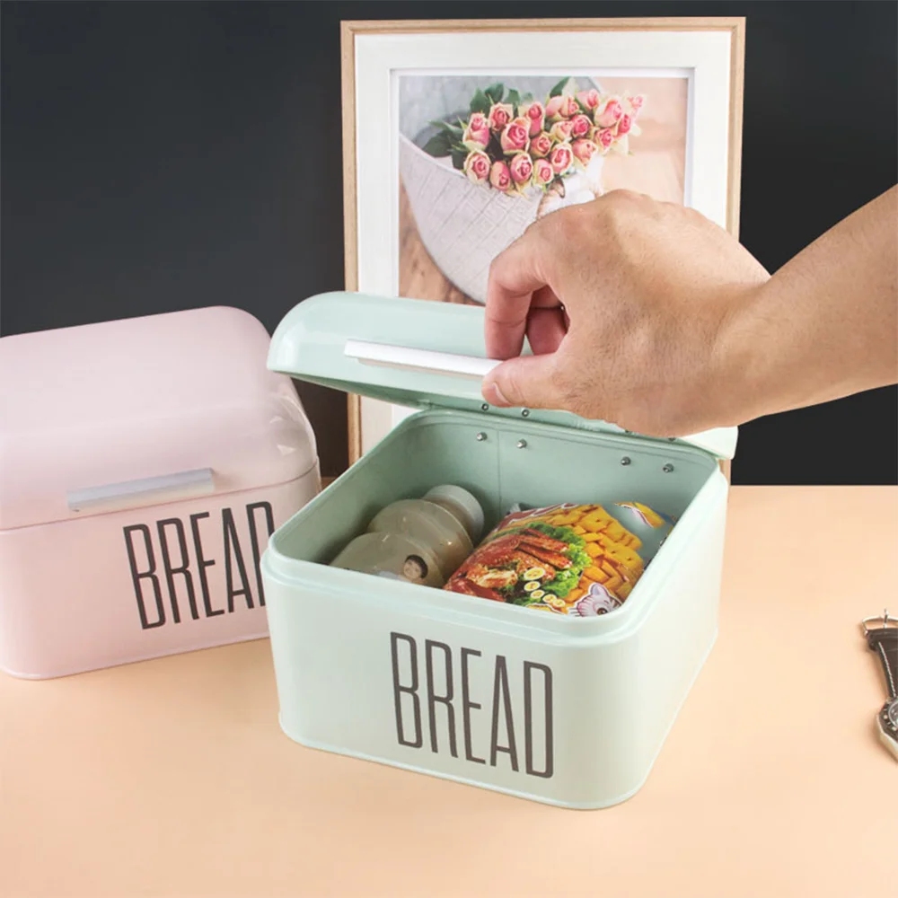 Countertop Metal Bread Box Bread Bin Storage Container for Bakery Restaurant(Pink)