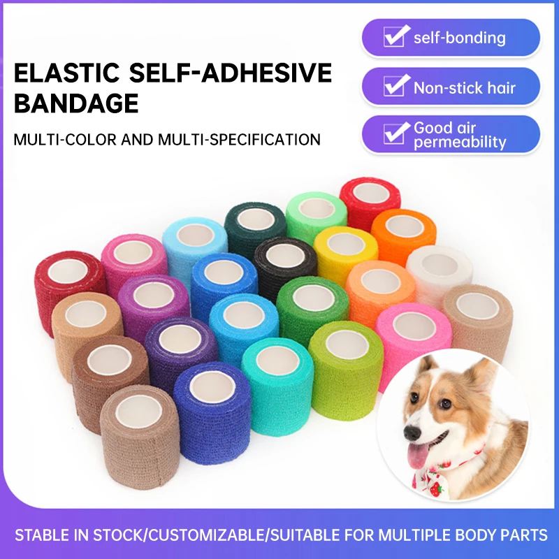 6pcs Self-Adhering Bandage Fixing Bandage Animal Bandage Hand Tearing Waterproof Elastic Bandage for Pets 5 cm X 4.5 M