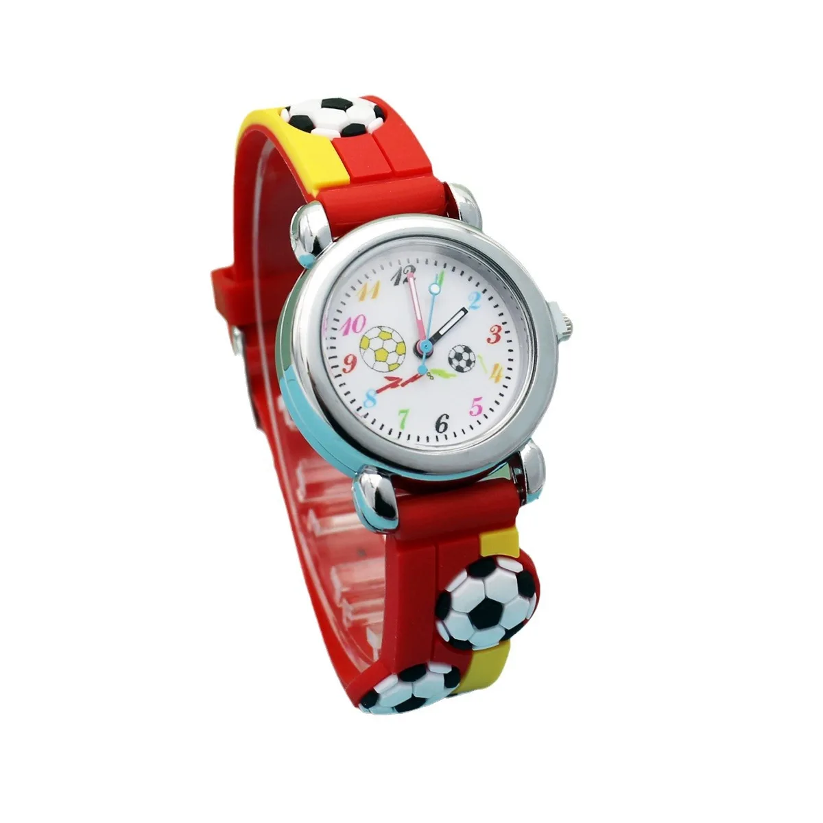 Fashion Color Cartoon Football Students Children Watch Quartz Watch Electronic Quartz 3D Stereoscopic Silicone Children's Watch