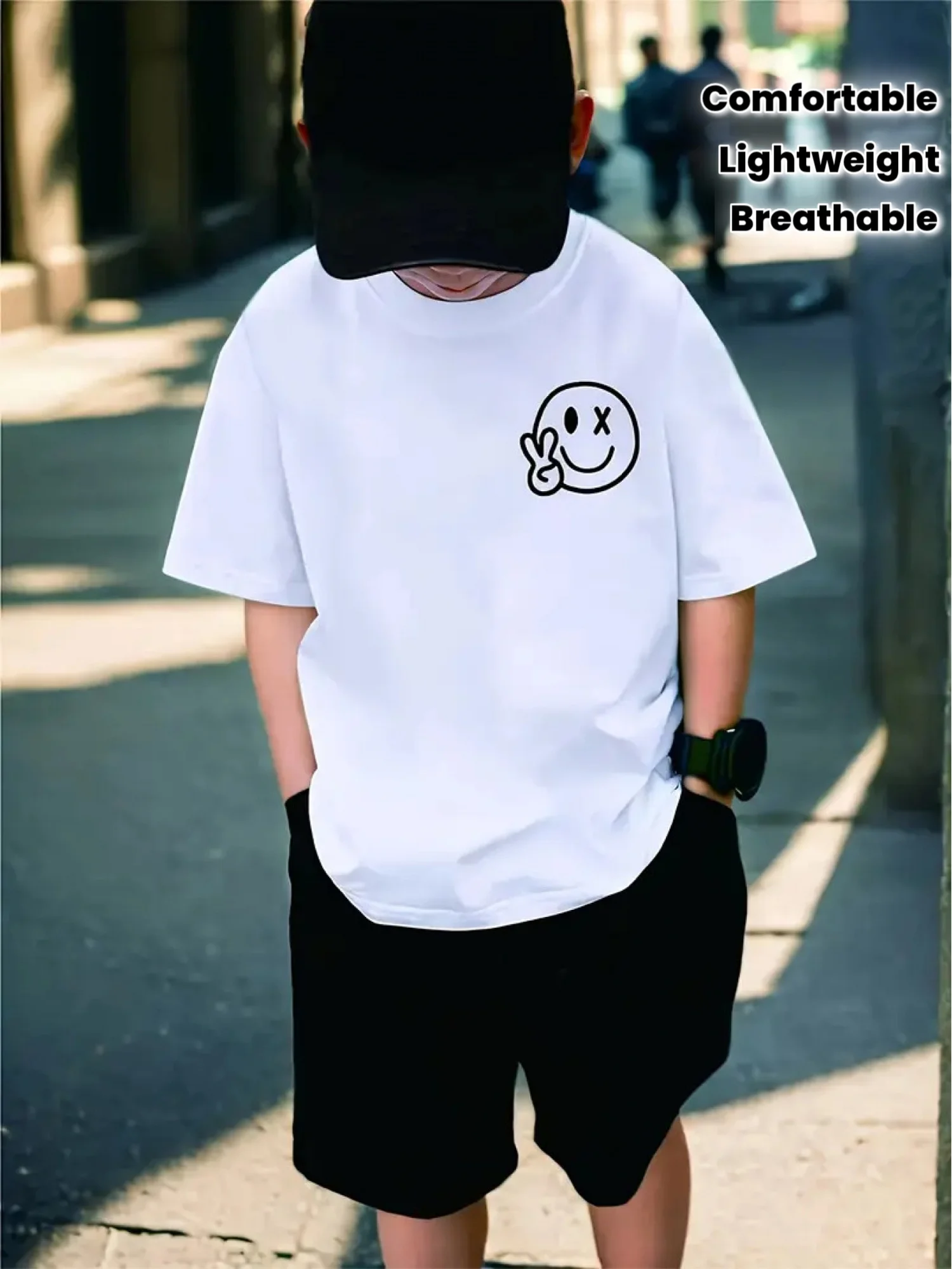 Boys Fun‑Print Lightweight Breathable Eco‑Friendly Machine‑Washable Spring‑Summer Holiday‑Gift Short‑Sleeve T‑Shirt