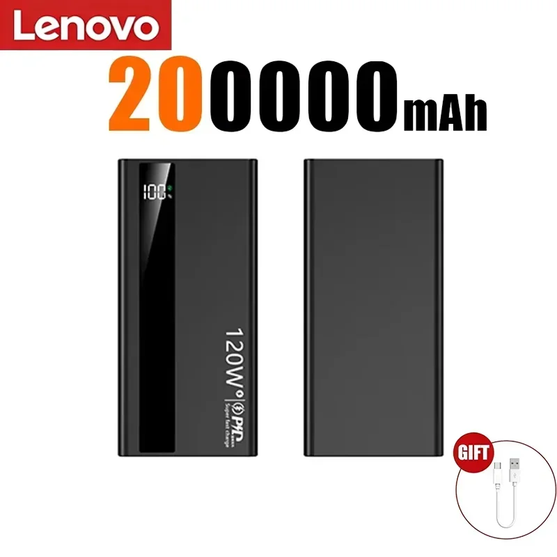 Lenovo Nieuwe 500000mAh Ultra Grote Capaciteit 3C Power Bank 120W Snel Opladen Draagbare Digitale Display Powerbank Voor iPhone Samsung