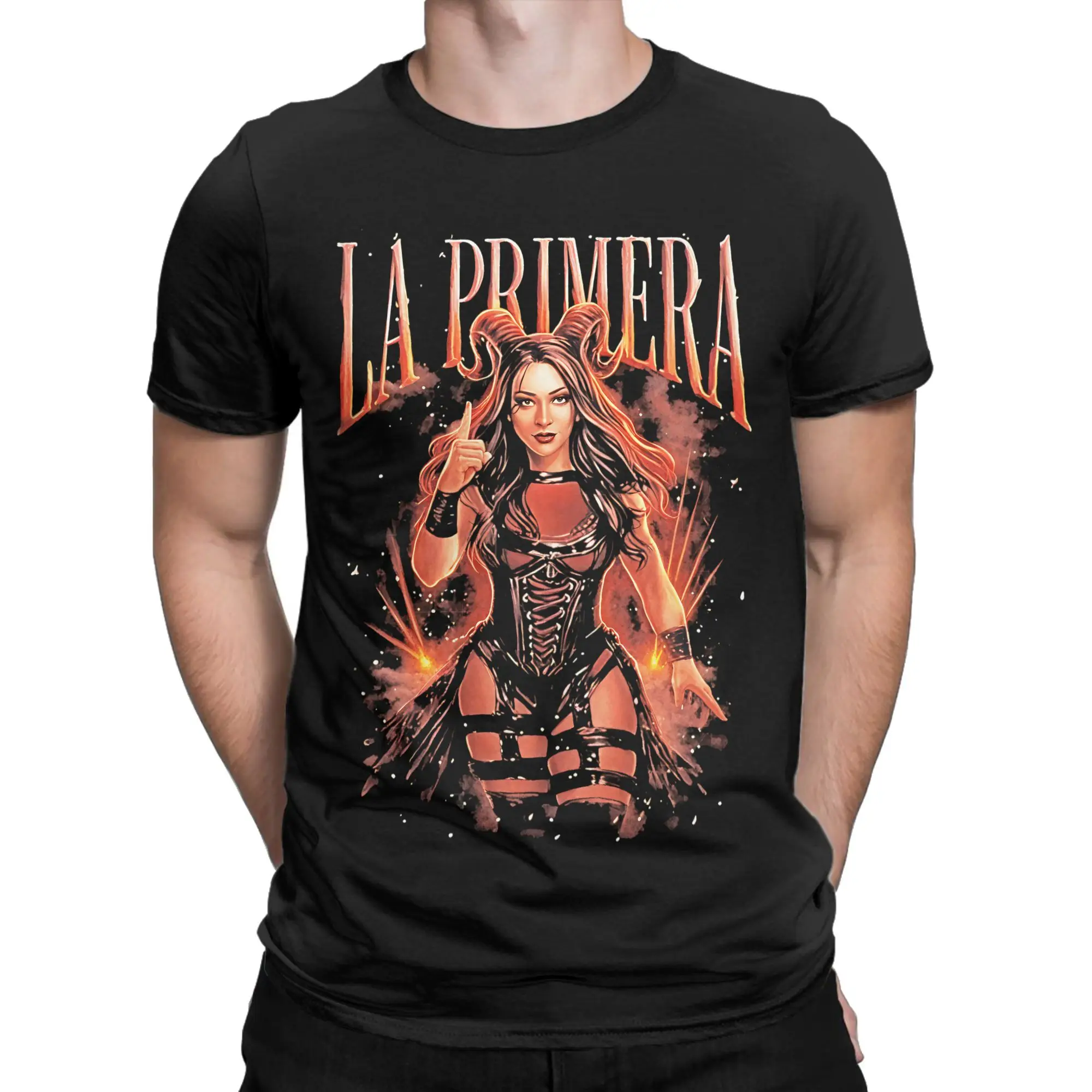 La Primera Stephanie Vaquer Men's T Shirts Wrestling Vintage Tees Short Sleeve Crewneck T-Shirt 100% Cotton Printed Clothing