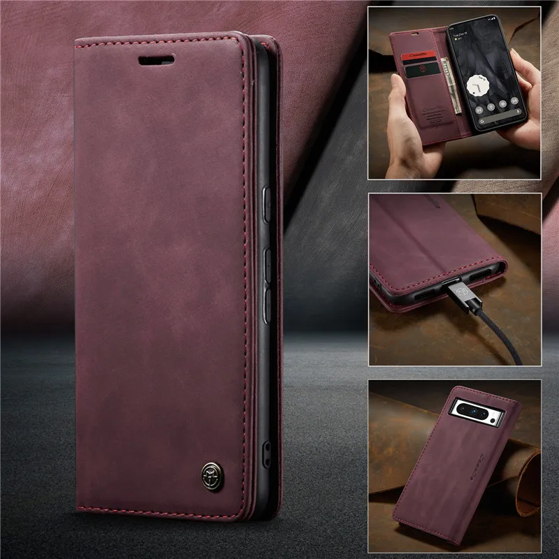 CaseMe Hochwertige Retro Magnetische Flip-Lederhülle für Google Pixel 10A 11 Pro XL 7 6 Pro Brieftaschen-Cover Pixel 8A 9a Handyhülle – Detail 19