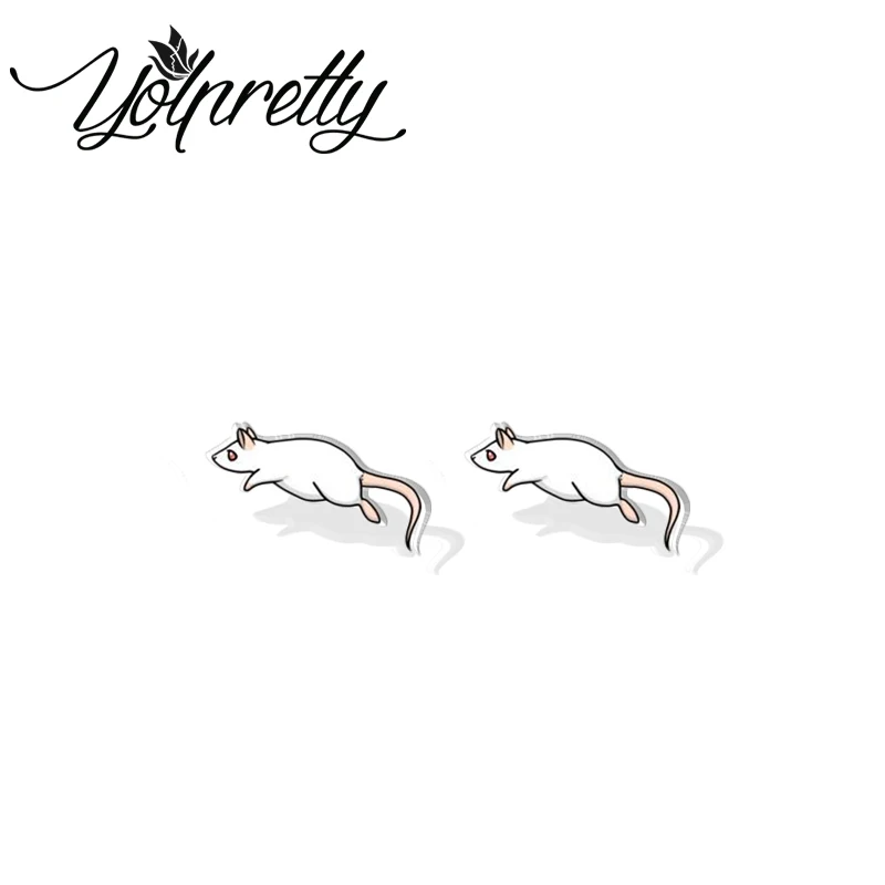 2023 New Cartoon Long Tail Mouse Acrylic Stud Earrings Resin Epoxy Ear Fashion Jewelry Earrings for Women Girls