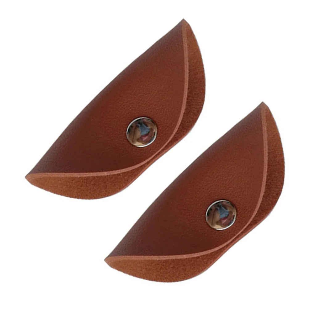 

2 Pcs Headphone Cable Winder Earphone Fixer Holder Pu Cord Organizer Storage Keeper Khaki