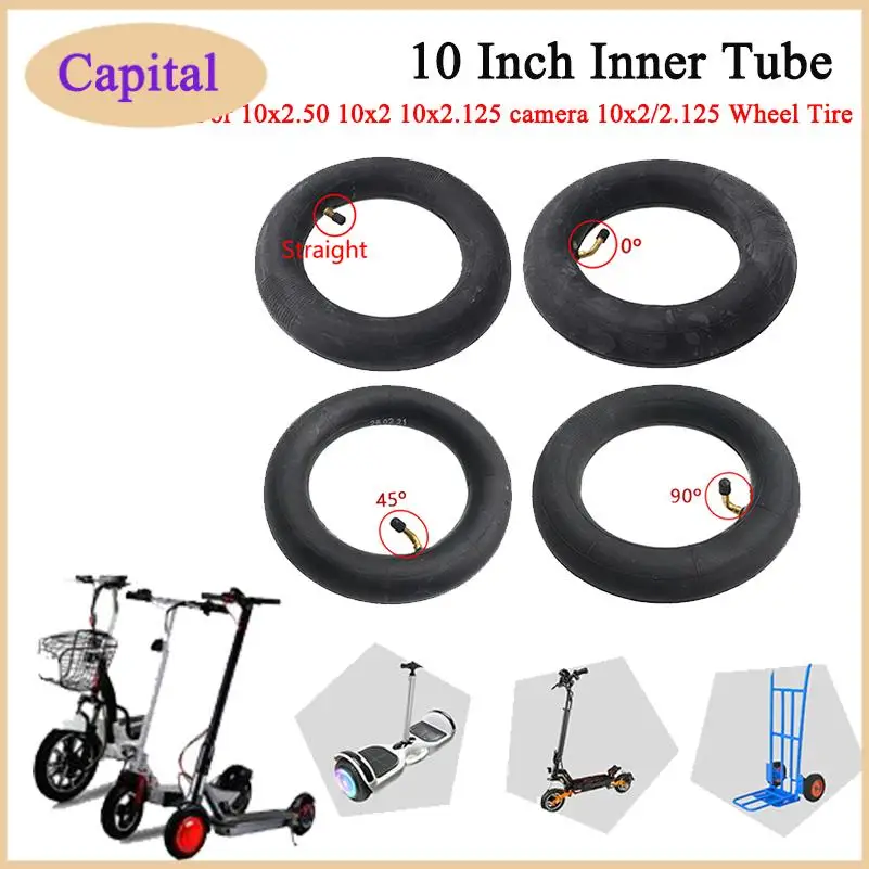 10x2/2.125 10x2.50 10x250 Inner Tube with Straight/Bent Valve Butyl Tyre Camera for Electric Scooter Baby Stroller