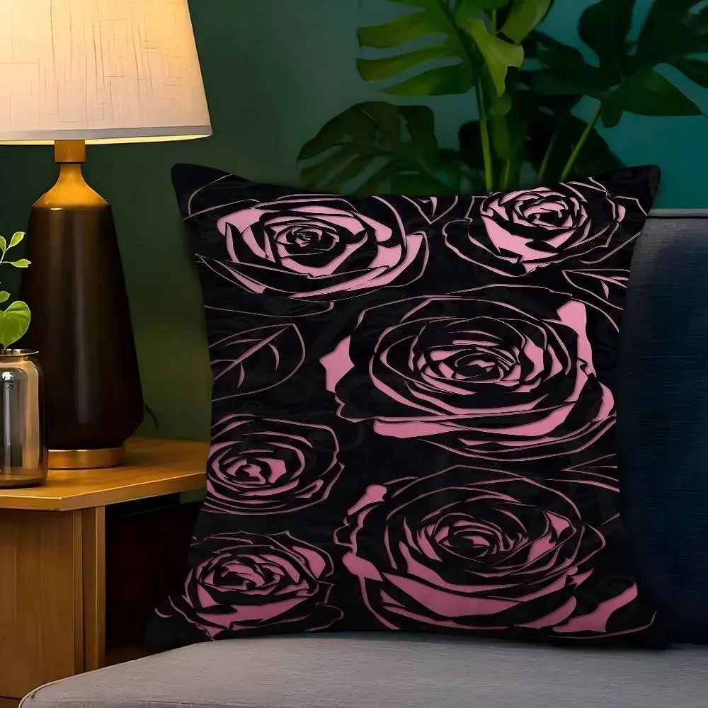 

Gothic Roses Cushion Cover Pillowcase Upholstery Sofa Throw Pillow Home Decor Pillowcas