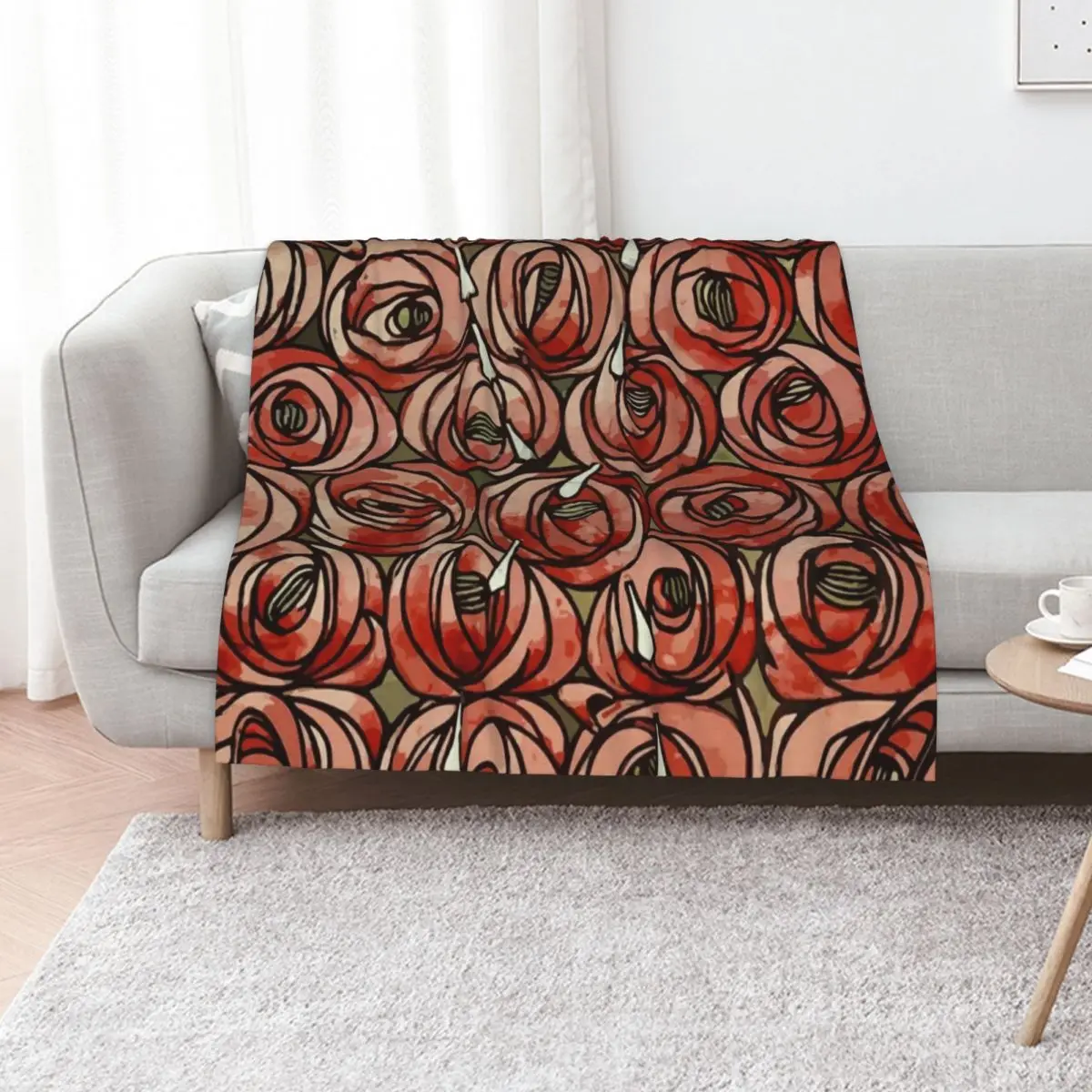 Charles Rennie Mackintosh Roses and teardrops, red,Mackintosh rose Throw Blanket Blankets For Baby Stuffeds for sofa Blankets