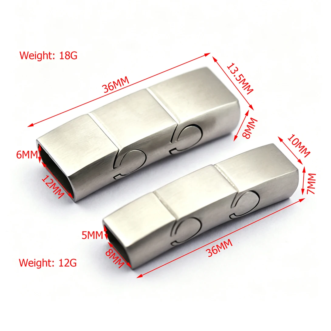 5Pcs Square Flat 3‑Section Magnetic Clasp Stainless Steel Strong Magnet End Buckle For Leather Cord Bracelet DIY Jewelry Supply
