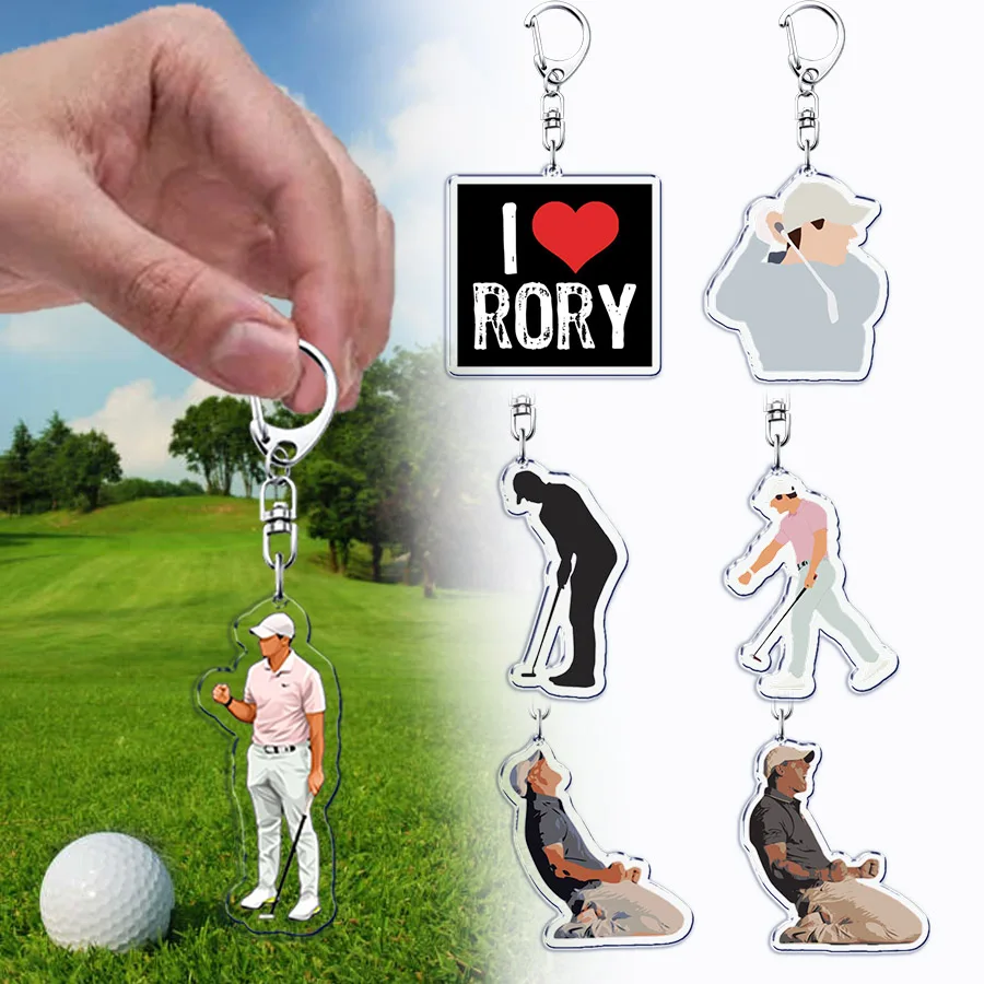 Sport Golf Golfer Keychains for Accessories Bag Fashion Red Car KeyChain Ring Jewelry Golfing Club Rory Fans Gifts Keyrings