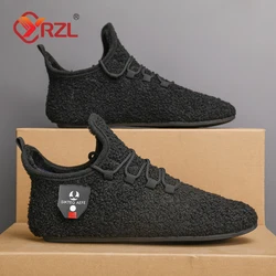 YRZL Winter Cotton Shoes Men Warm Lace Up Lightweight Winter Slippers Men Plush Bedroom Home Cotton Loafers Men Warm Shoes