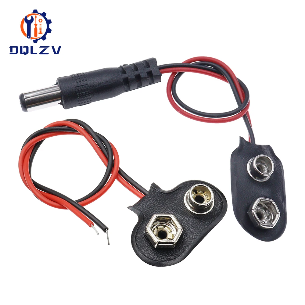9V Battery Power Connector Snap Clip Adapter 15cm 2 Wired Cable Connection Buckle Battery Holder Socket Plug with Alligator