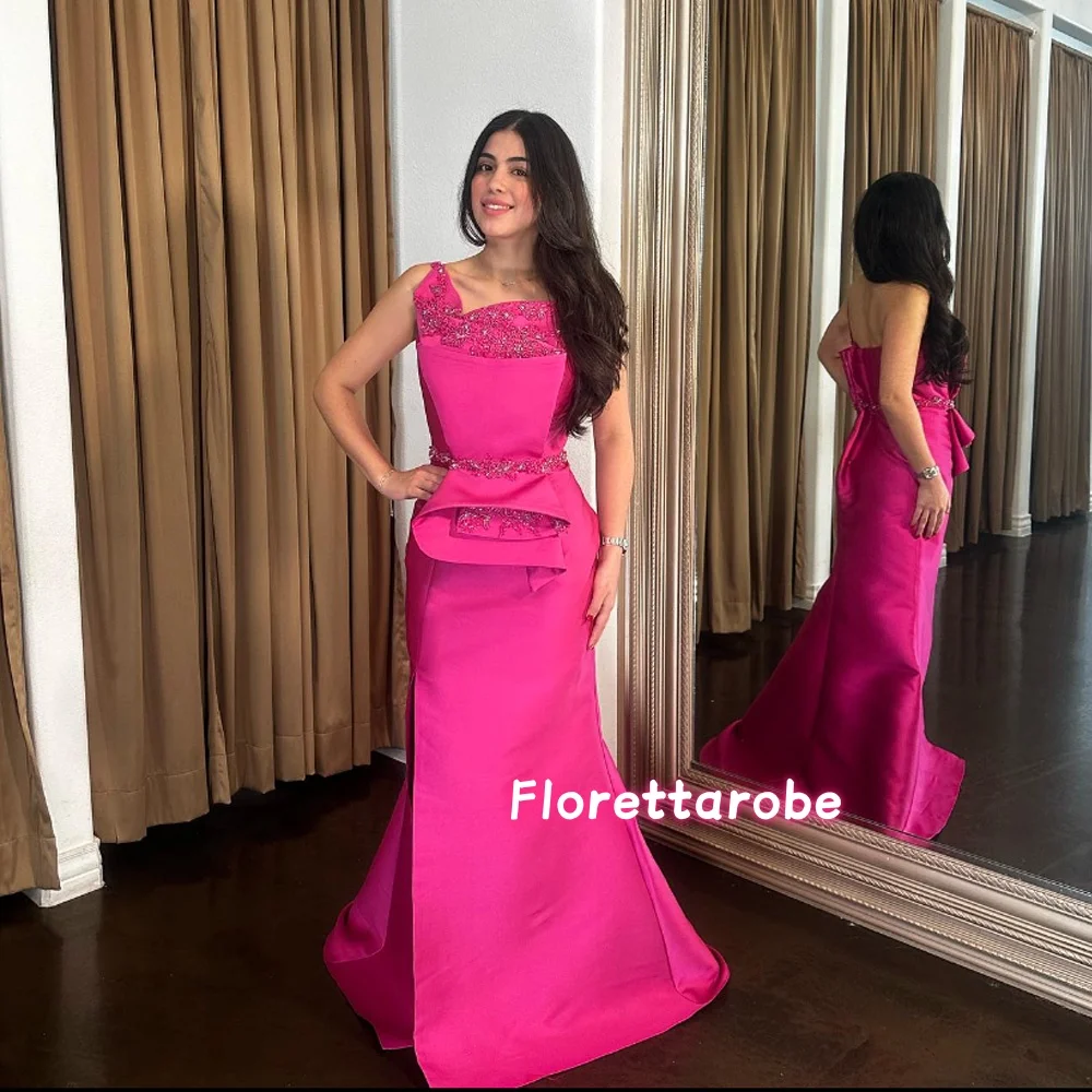 Vestido de Noche de Lujo con Flores, Un Hombro Descubierto, Apliques de Cristal, Vestidos de Gala Estilo Árabe Saudí, Vestido de Fiesta Personalizado