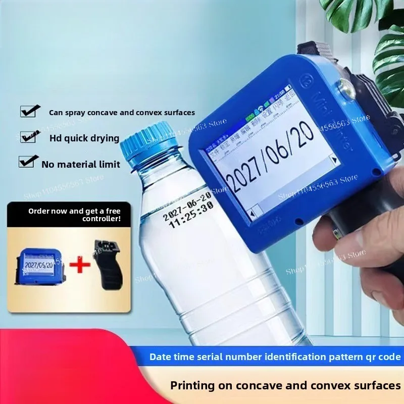 Handheld Smart Mini Inkjet Printer - Automatic Date Coding for Bottles, Bags & Cans (Curved/Flat Surfaces)