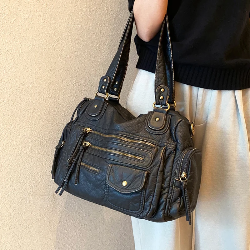 

Черная женская сумка через плечо из мягкой кожи, модная сумка Sac À Main Femme Trend 2025, сумка через плечо Bolsa Feminina