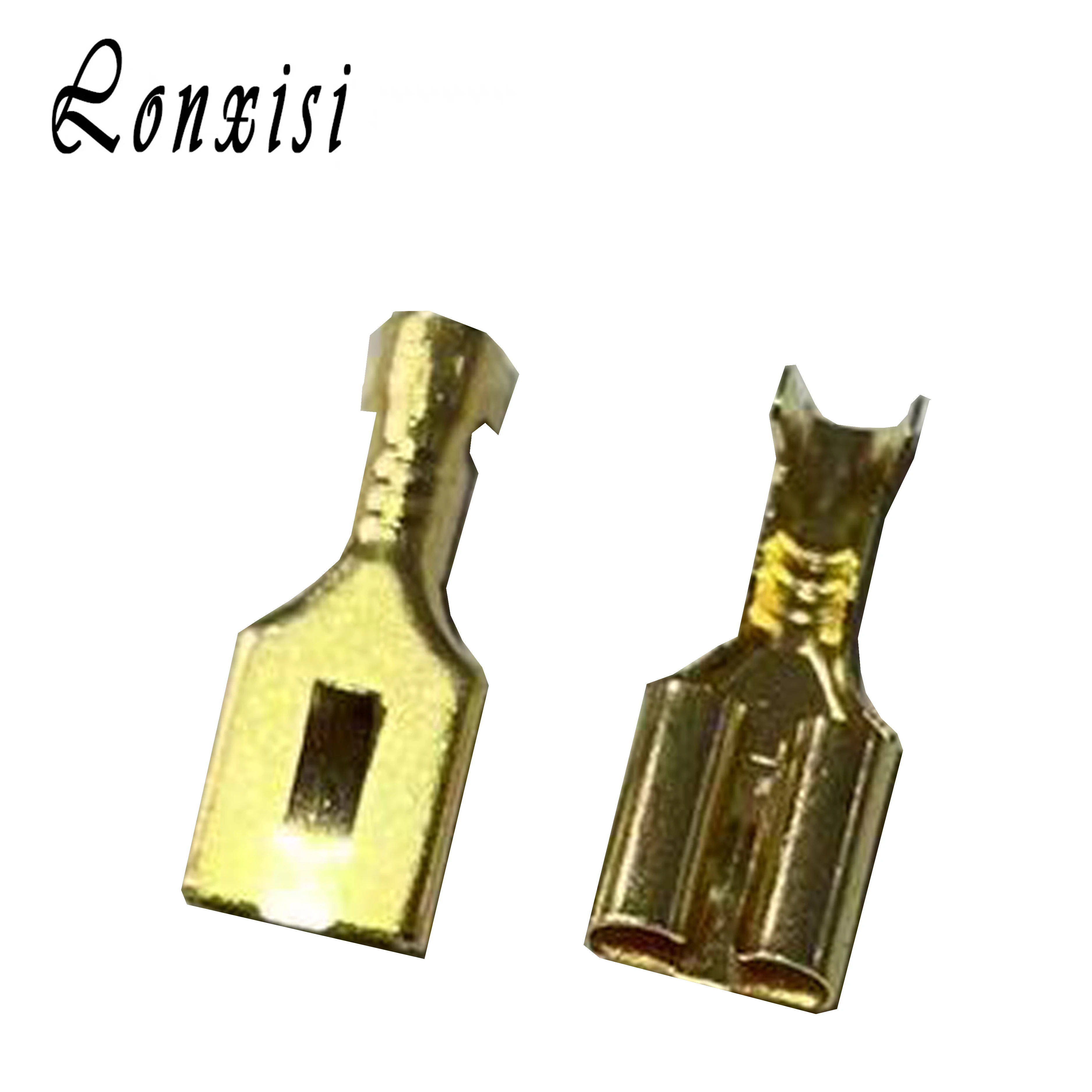 

50/100/200/500 Pcs DJ623-E6.3B DJ623-E6.3C Brass Gilded 6.3MM Female Spade Crimp Terminal Brass Wire Connector For Car Relay