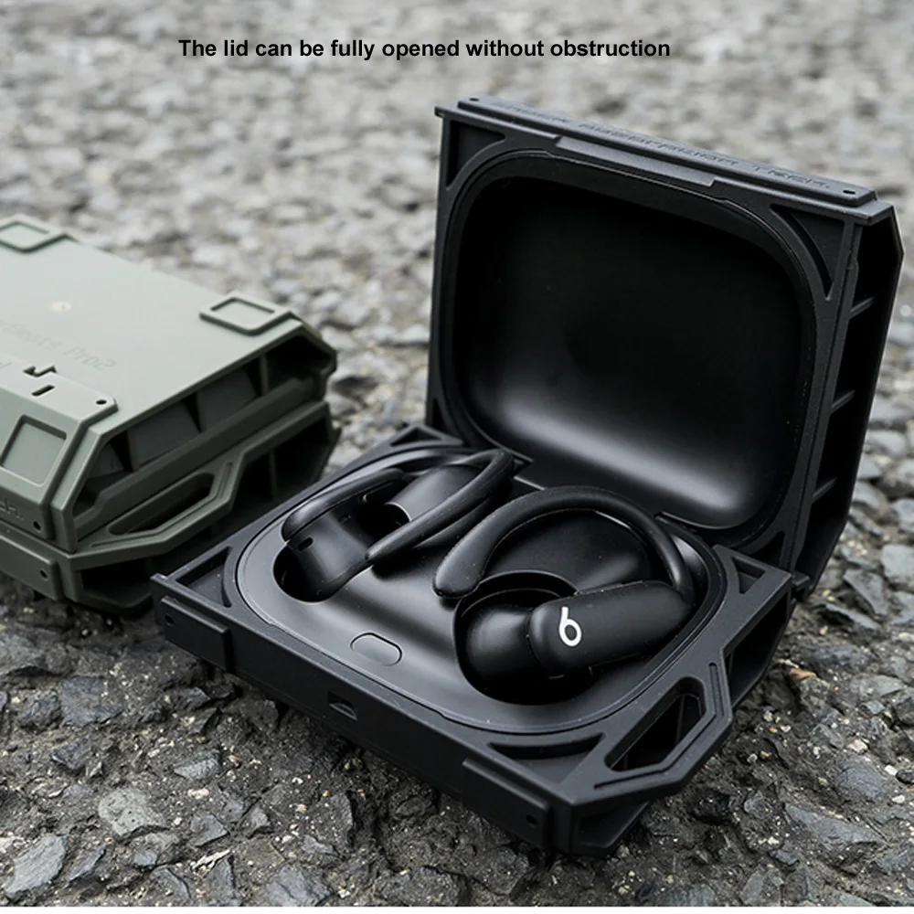 FATBEAR Tactical Military Grade Rugged Shockproof Armor Protective Skin Case Cover for Beats Powerbeats Pro 2 Earbuds Earphones