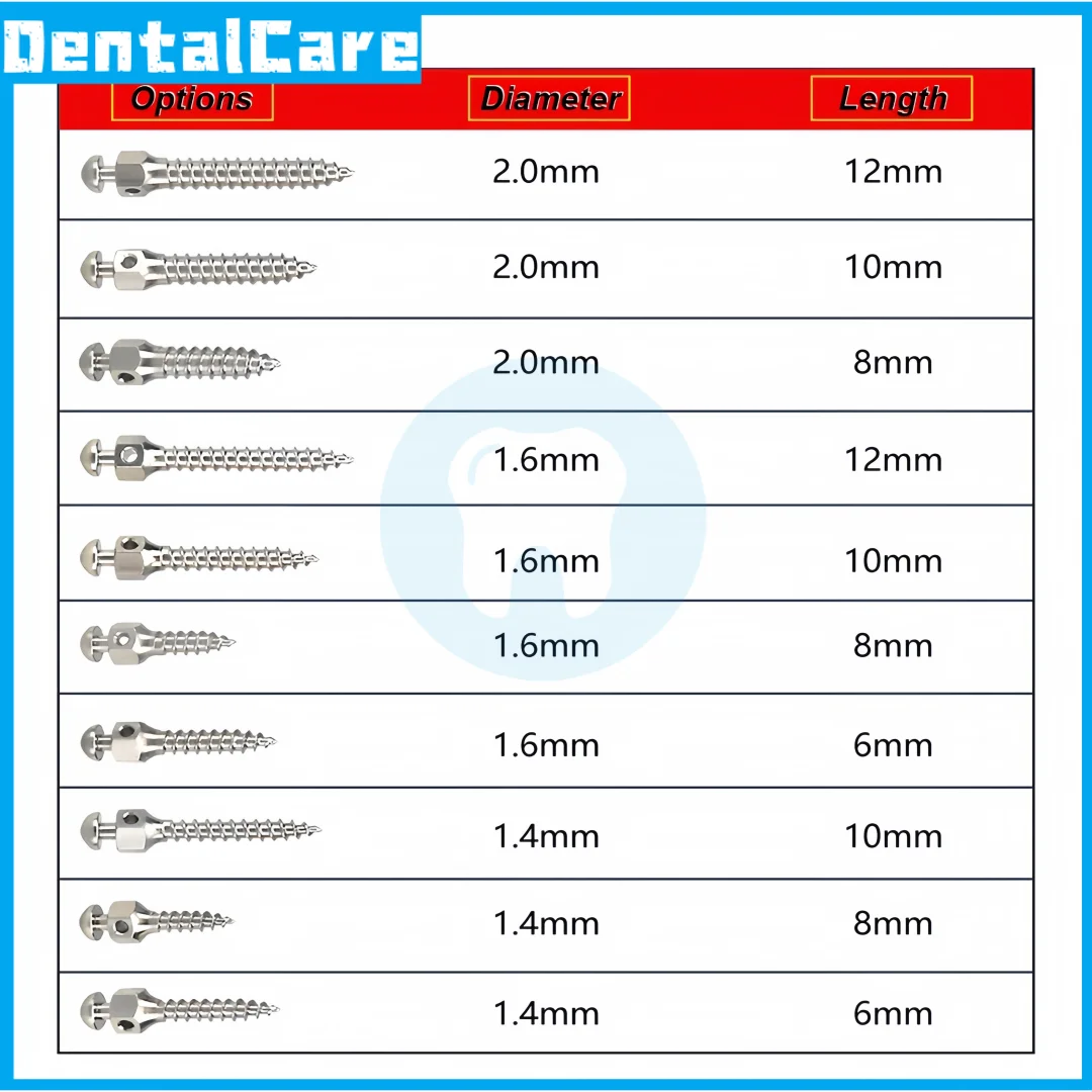 10Pcs Dental Mini Screw Implant Stainless Steel Anchorage Orthodontic Micro Self Drilling Screws Dentistry Tools