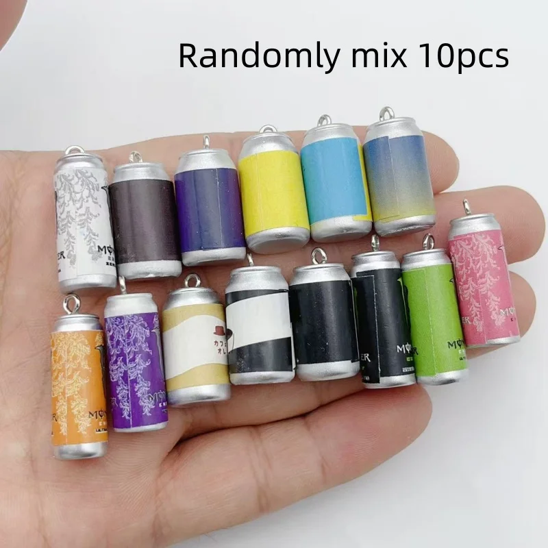 10 Breloques Miniature en Résine en Forme de Canette de Boisson, Pendentifs Colorés Imitation Bouteille de Boisson pour Fabrication de Bijoux DIY (Boucles d'Oreilles, Porte-clés)