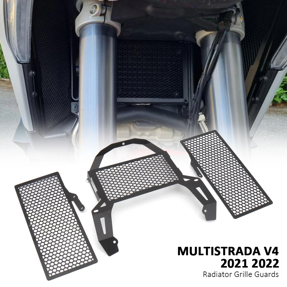 Motorcycle Accessories MULTISTRADA V4 Oil Cooler Radiator Grille Guard Cover Black For DUCATI Multistrada V4 2021 2022