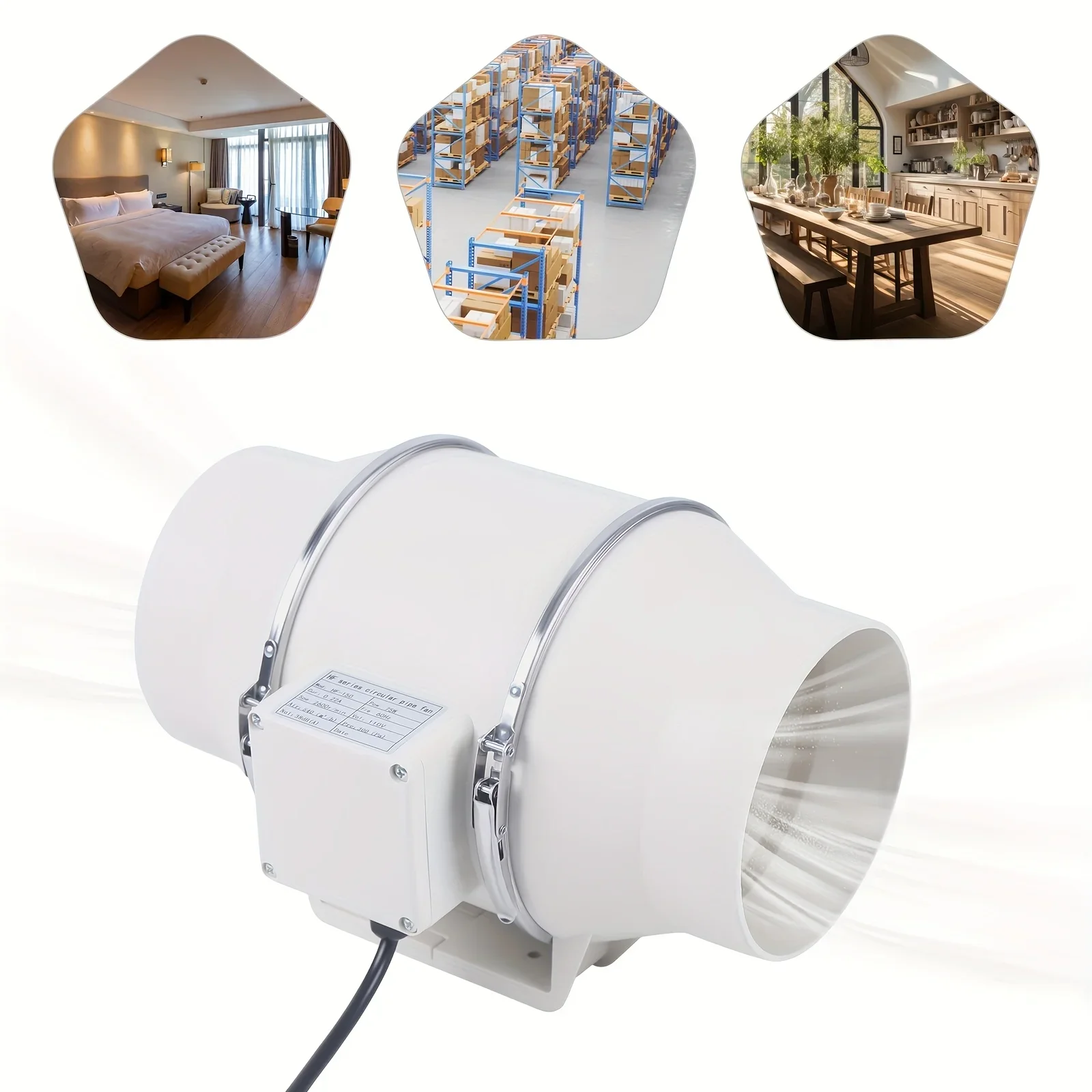 배기관 팬 환기 팬 파이프 팬 인라인 덕트 팬 환기 배기 송풍기 팬 덕트용 조용함