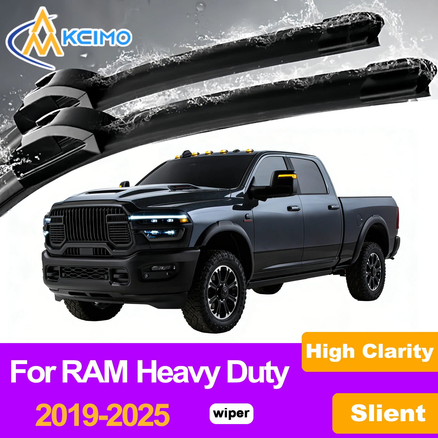 

KCIMO 2PCS Front Windshield Wiper Blades For RAM Heavy Duty 2019-2025, Premium Quality Materials Rubber No Squeaking