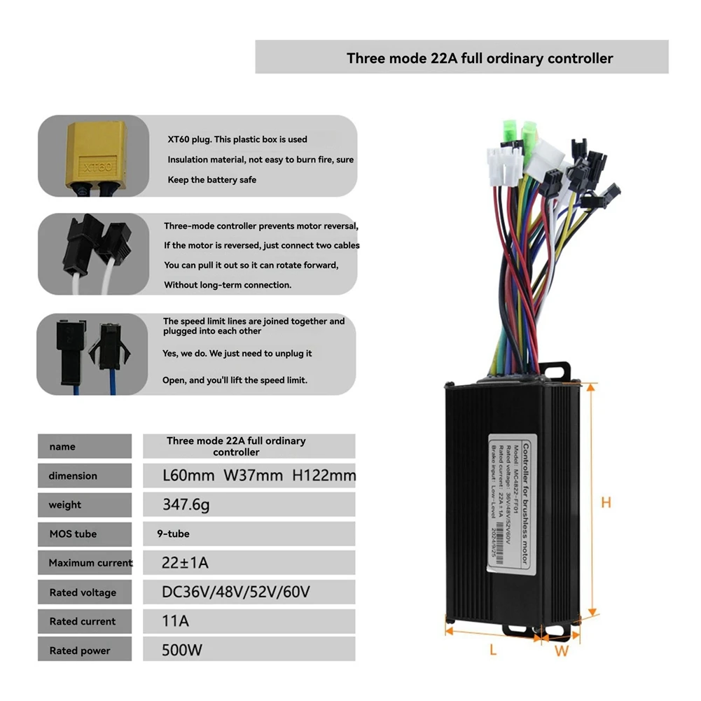 

News 36V 48V 52V 22A Brushless Controller GD02 Meter LCD Display+130X Throttle Kit For Electric Scooter E-Bike Repair Kit