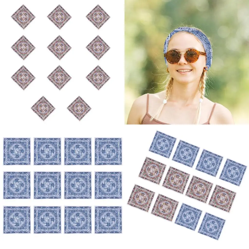 

39BB Vintage Print Handkerchiefs Square Towel Kerchief Wedding Hankies Scarf 12PCS